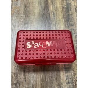 Vintage SpaceMaker Pencil Box Translucent Red Newell Office Products 576766 USA